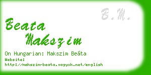 beata makszim business card